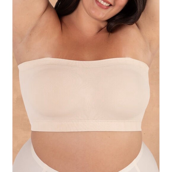 Truekind Tan Bandeau Convertible Strapless Wireless Seamless Bra Sz S New - Picture 1 of 9